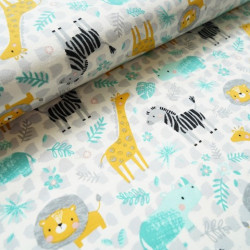 Bio Jersey Stoffonkel - Dschungel weiß